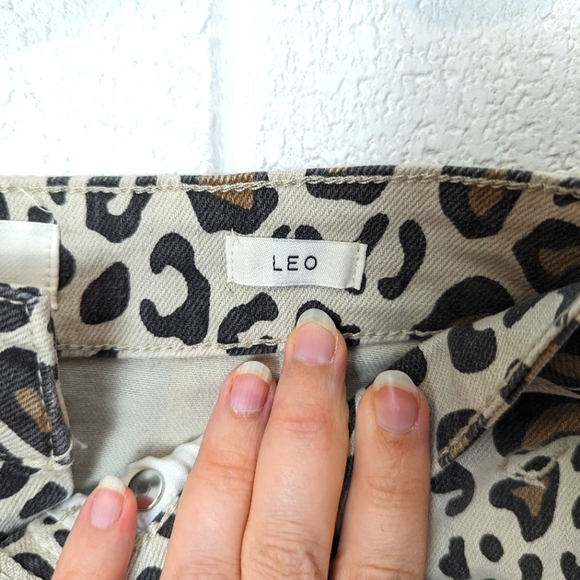 Circle of Trust Leopard Print Mini Skirt Raw Hem Stretchy Brown Tan Cheetah - Picture 10 of 14